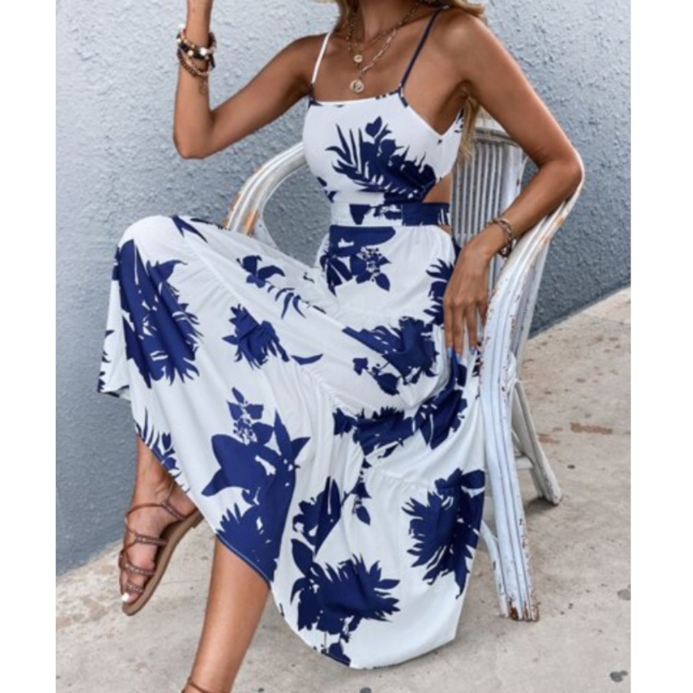 Boho floral print maxi dress
